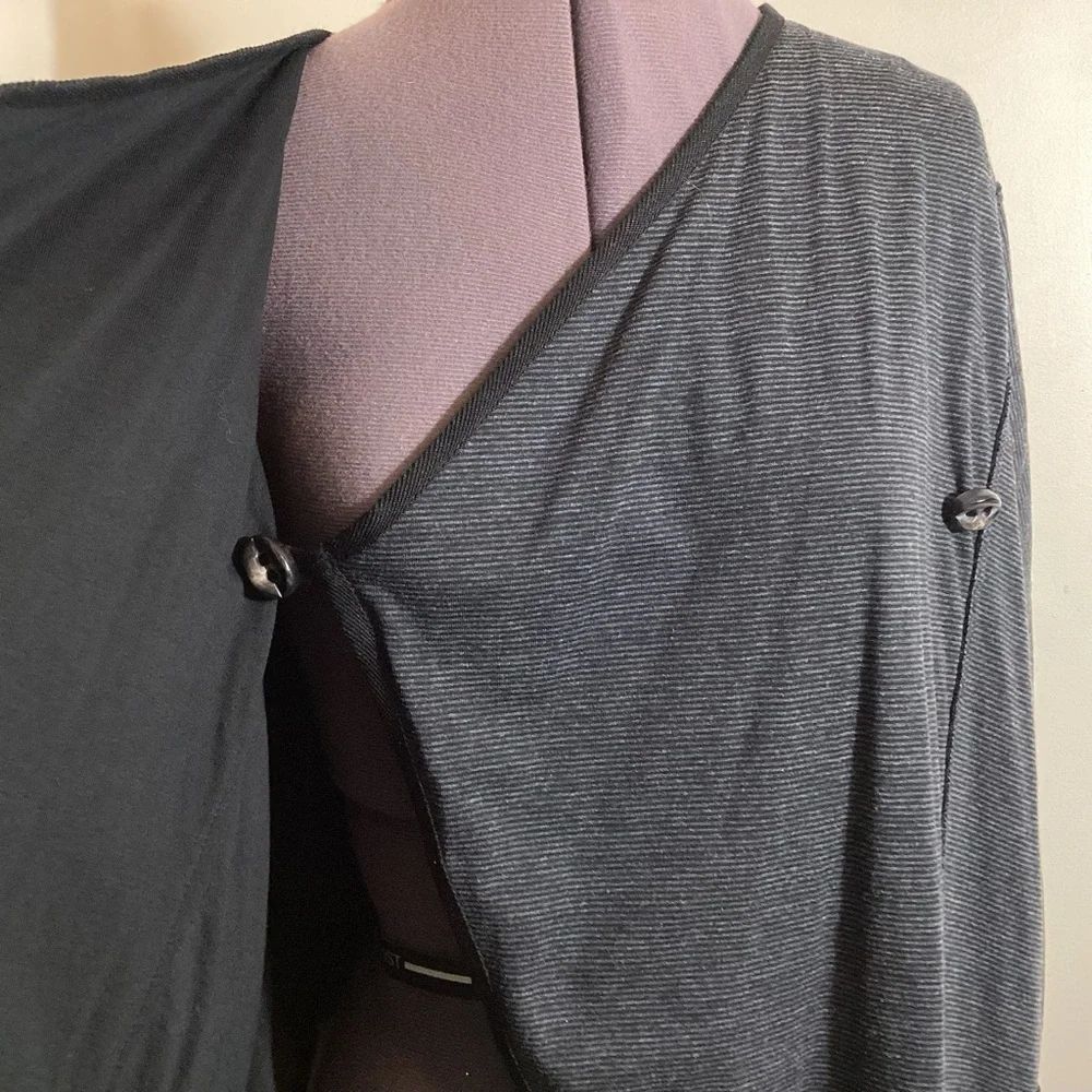 Matthildur Icelandic Side Button Boxy Cardigan Size S Asymmetrical Striped Boho - Picture 10 of 16